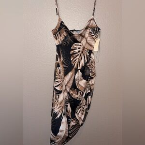 Papermoon Black and Brown Leaf Print dress